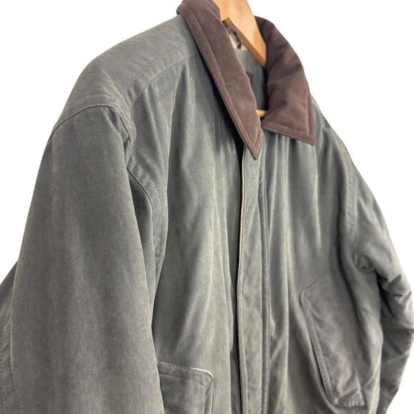 LL Bean Mens Wool Lined Barn Jacket Chore Coat Olive Green Winter Parka sz L - Picture 4 of 16